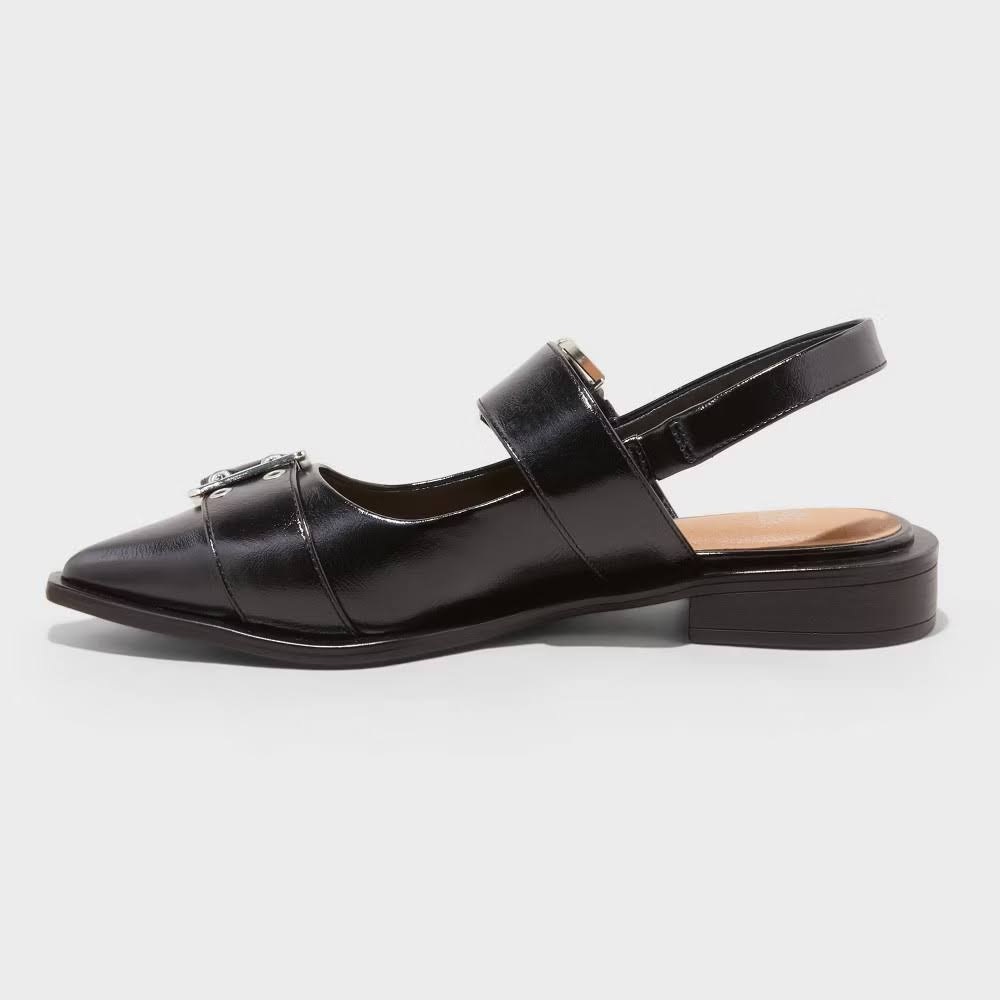 Peyton Double Buckle Slingback Flats Memory Foam Insole - Wild Fable - black - Picture 2 of 7